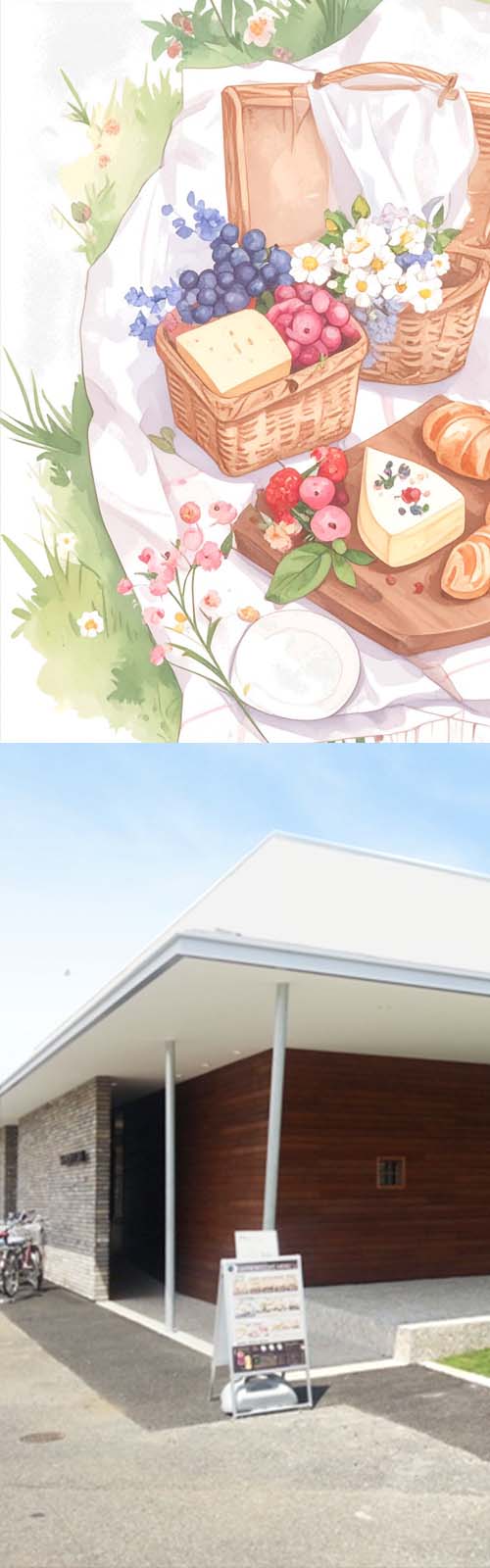 お店とパンケーキ