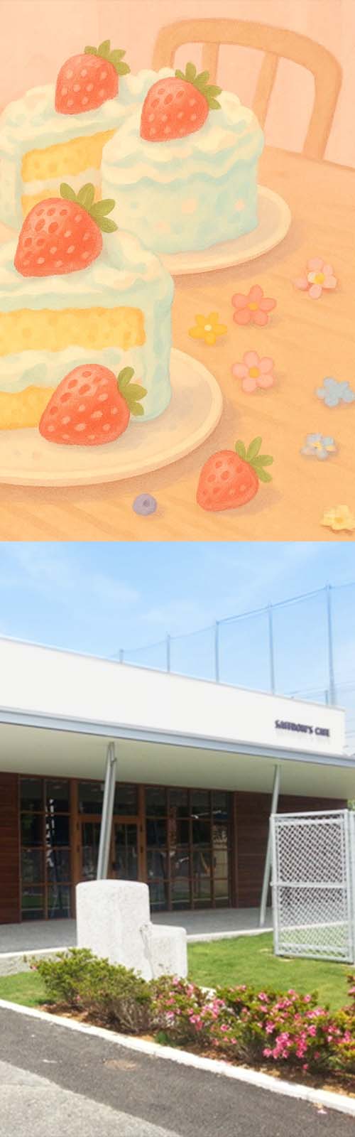 お店とパンケーキ